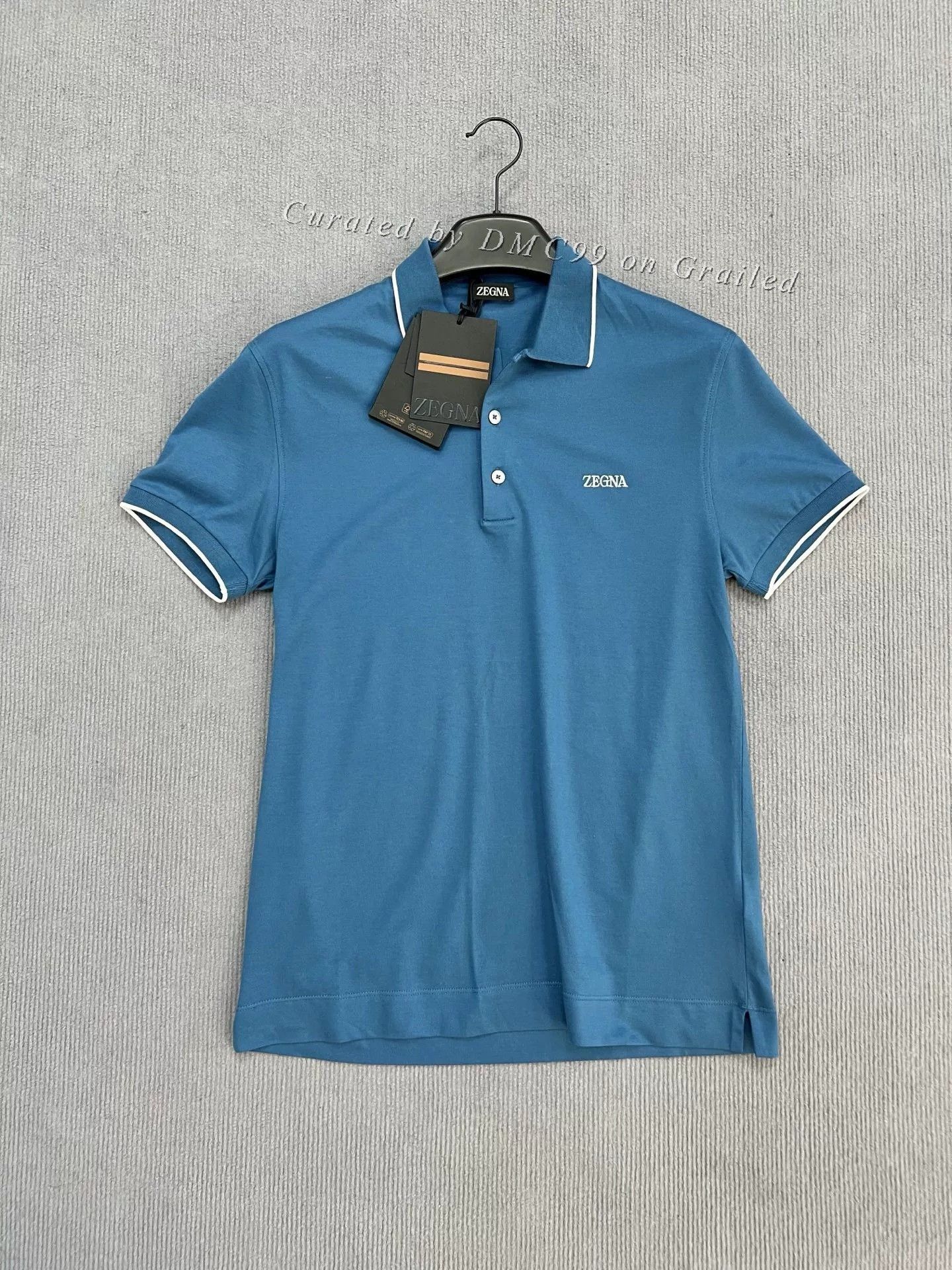 Ermenegildo Zegna Zegna Men's Blue Short-Sleeve Polo Size US S / EU 44-46 / 1 - 1 Thumbnail