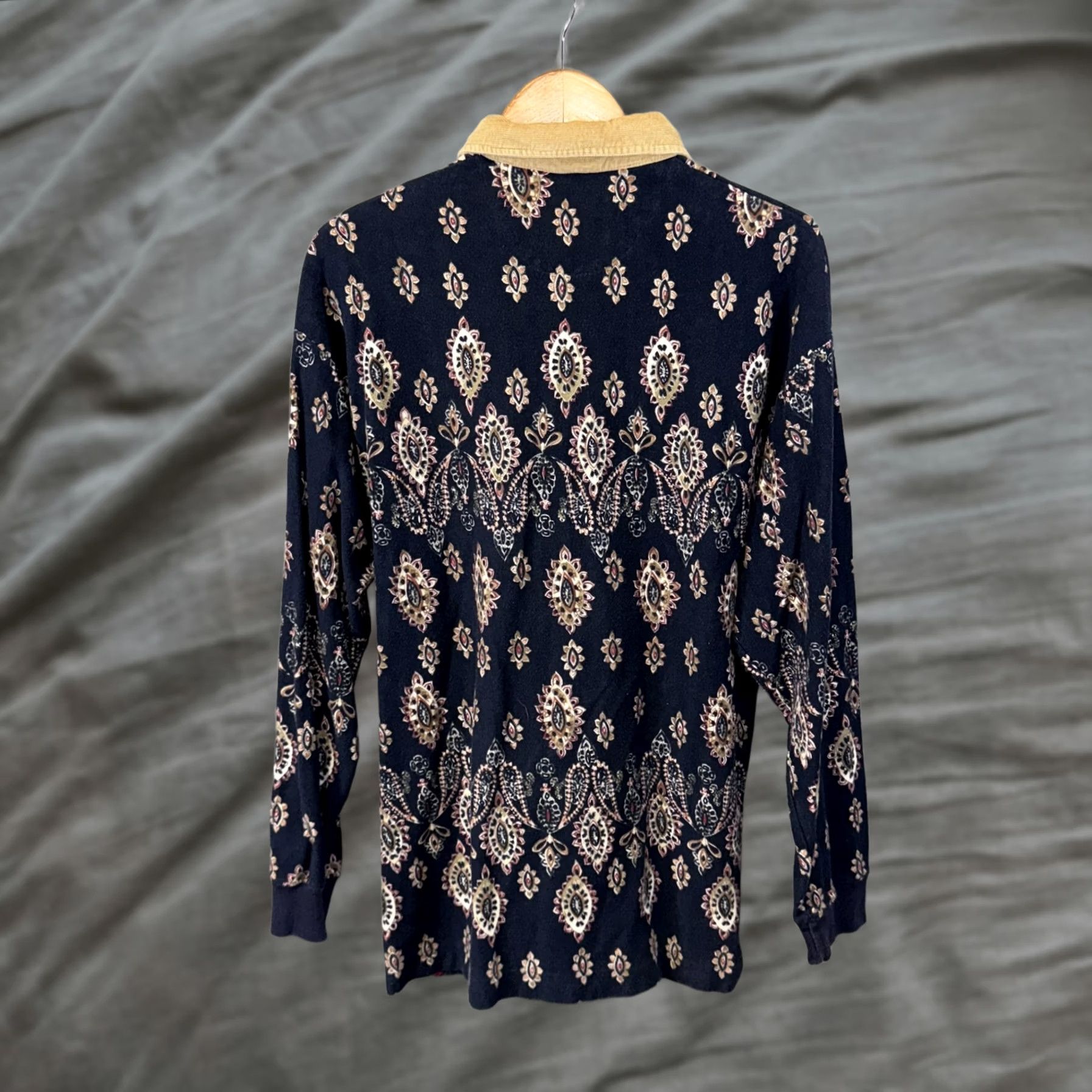 Chaps Chaps Ralph Lauren Shirt Women’s XL Navy Corduroy Collar Paisley Long Sleeve Polo Button Placket Size XL / US 12-14 / IT 48-50 - 1 Thumbnail