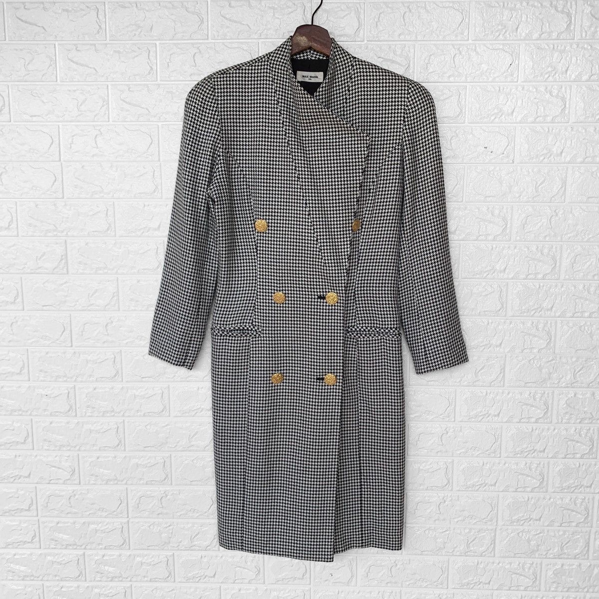 Max Mara Max Mara Checked Wool Long Coat Double Breasted Size S / US 4 / IT 40 - 4 Thumbnail