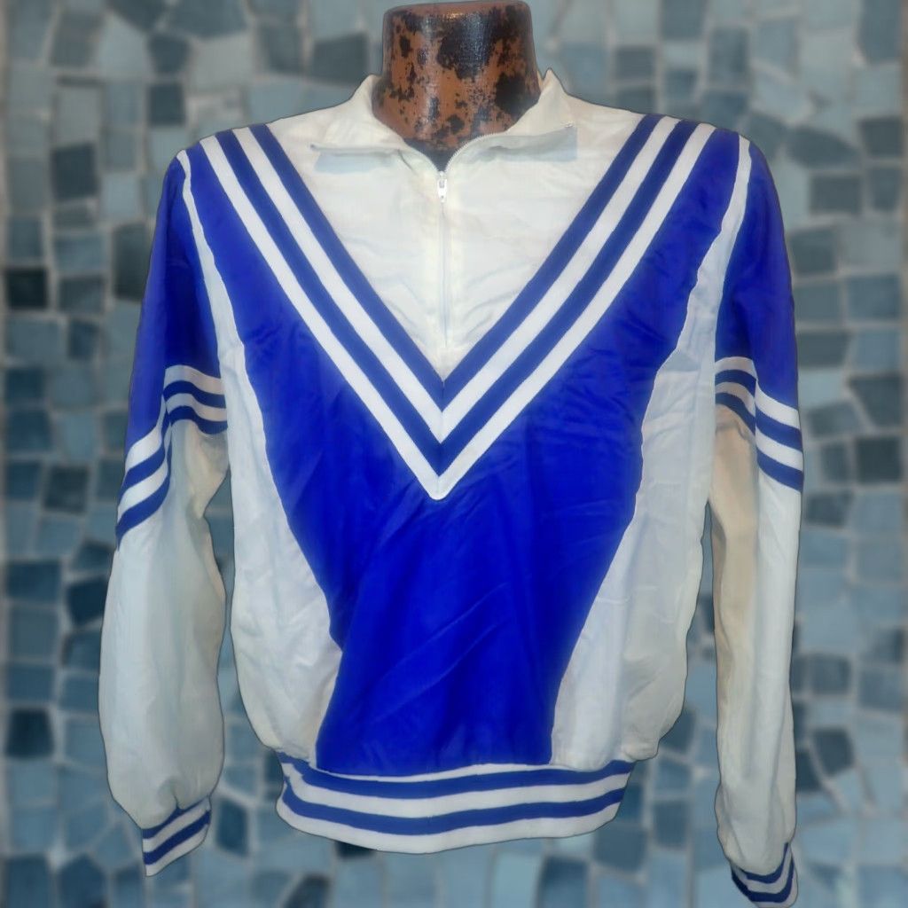 ESPIRIT VINTAGE Spirit Leader Cheerleader Women's Track Jacket 1/2 Zip Nylon Blue and White High School College All Seasons L Size L / US 10 / IT 46 - 1 Thumbnail