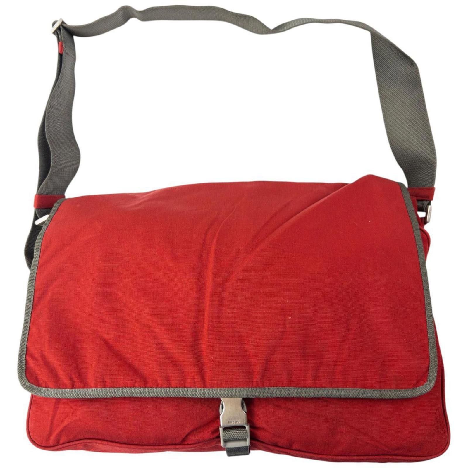 Vintage Prada Sport Crossbody Messenger Bag in Red, Men's