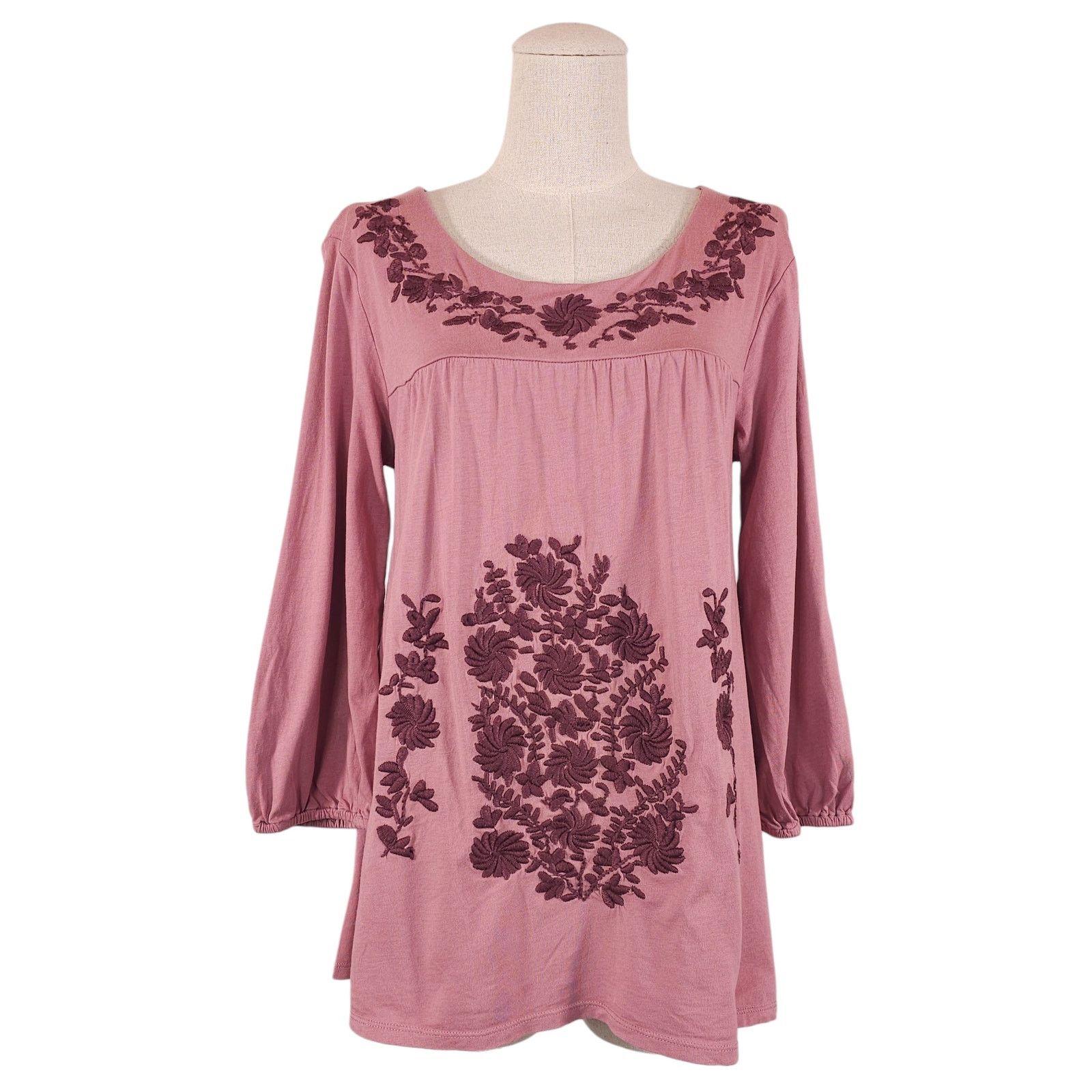 Other Garnet Hill Folkloric Embroidered Cotton Tee Mauve Pink M Size M / US 6-8 / IT 42-44 - 1 Thumbnail
