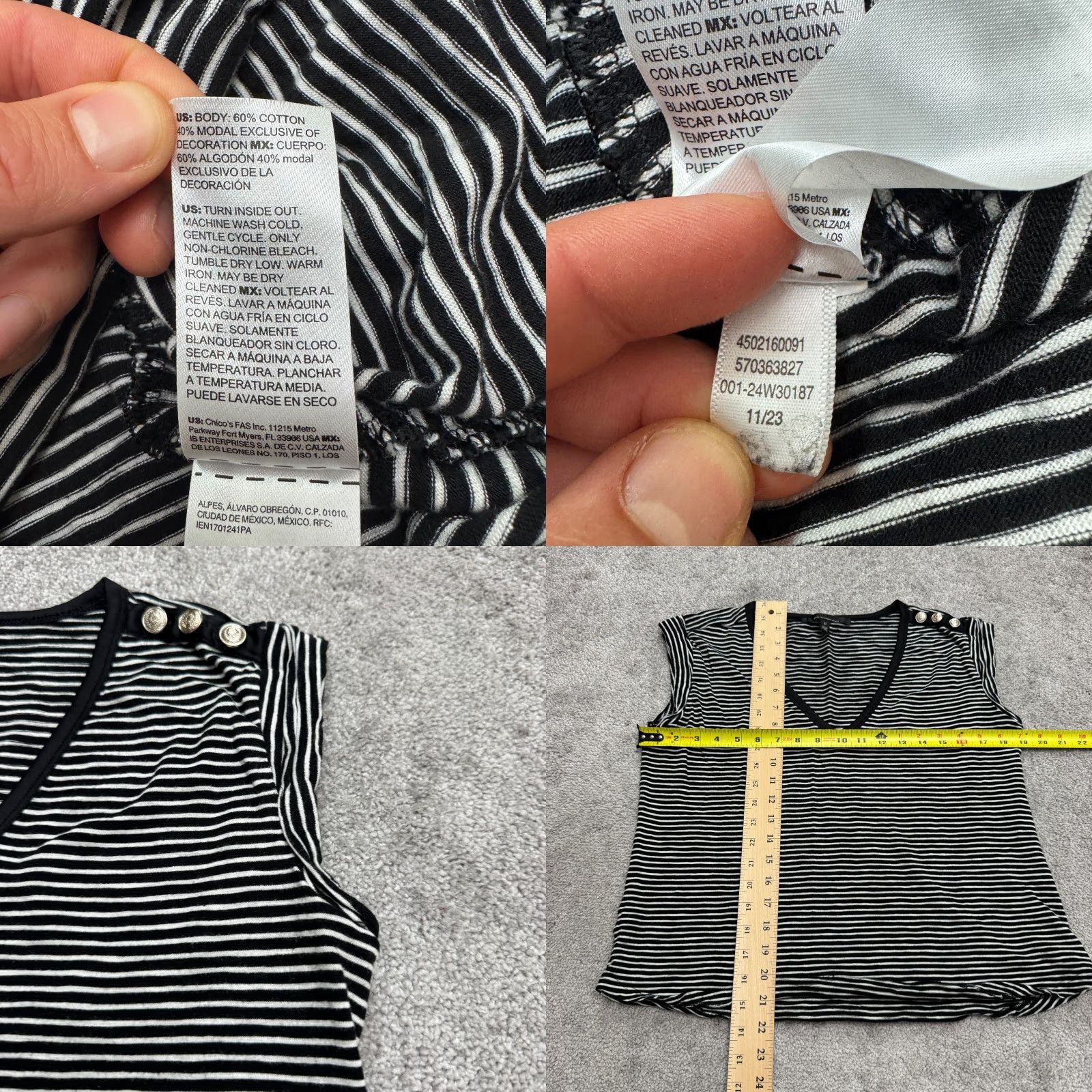 White House Black Market White House Black Market Sleeveless Striped V-Neck Blouse Womens Medium Casual Knit Top Size M / US 6-8 / IT 42-44 - 8 Thumbnail