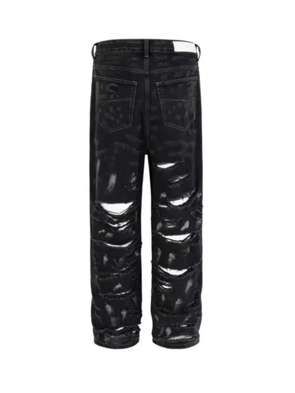 Japanese Brand VIBE High street style mud dyed ripped straight baggy jeans Size US 31 - 5 Thumbnail