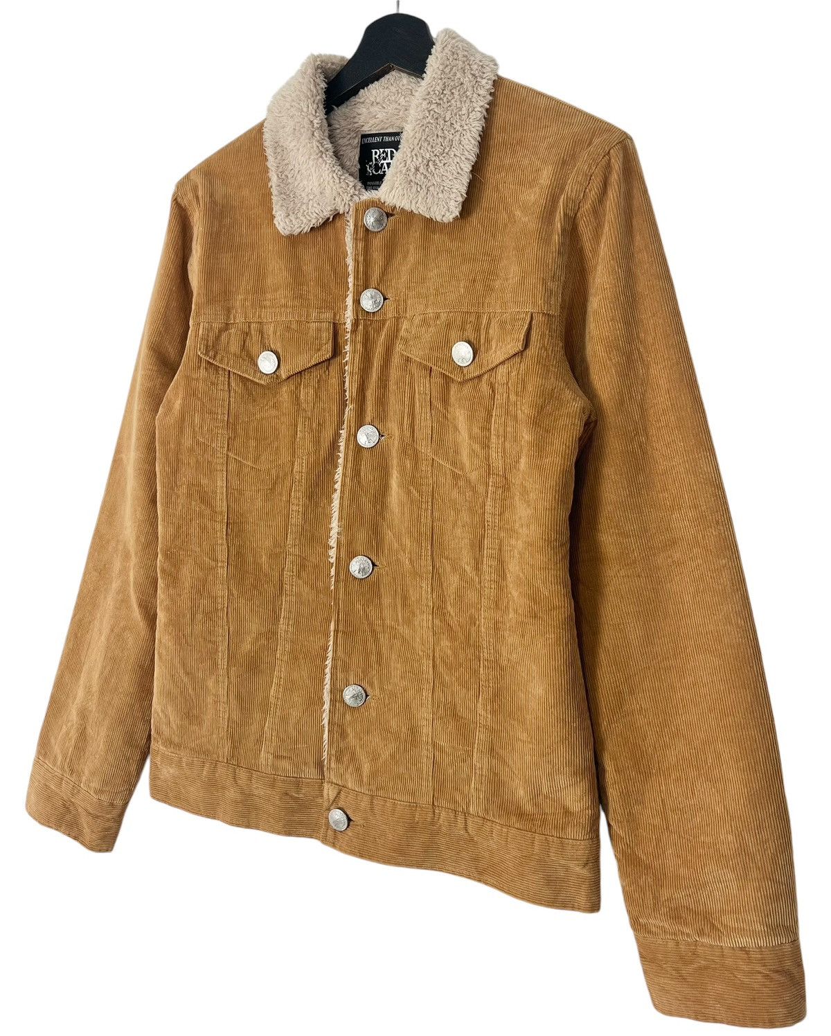 Vintage Red Cat Quarter Dollar Button Sherpa Jacket