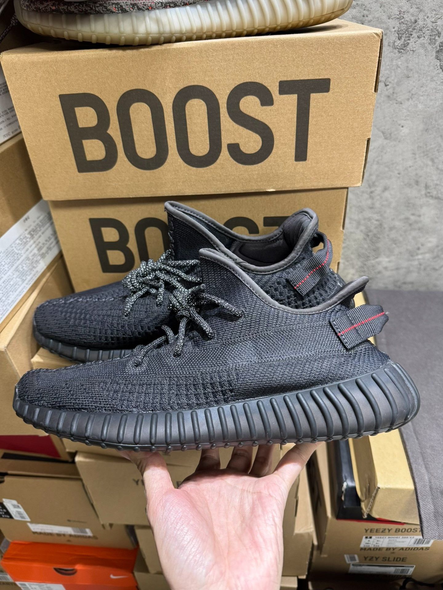 Adidas Adidas YEEZY350 Black Lowtop Sneakers 10 Men Size US 10 / EU 43 - 1 Thumbnail
