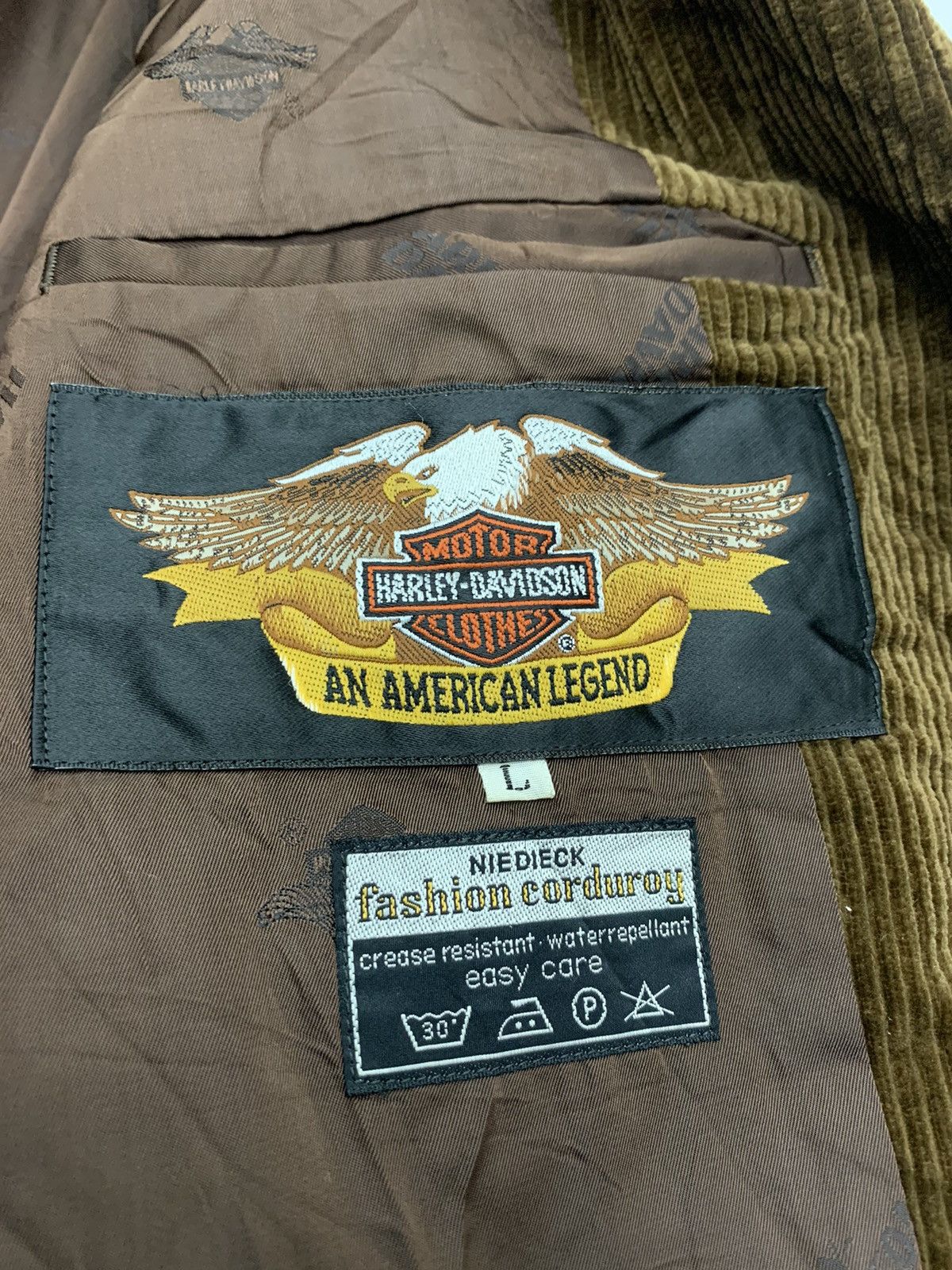 Harley Davidson × Vintage Vintage Harley Davidson corduroy blazer coat leather elbow Size 42L - 7 Thumbnail