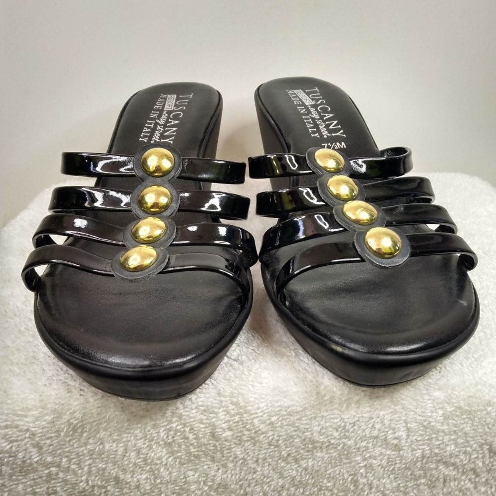 Other Tuscany by easy street Black Wedge Slide Sandals Size 7.5 Size US 7.5 / IT 37.5 - 3 Thumbnail