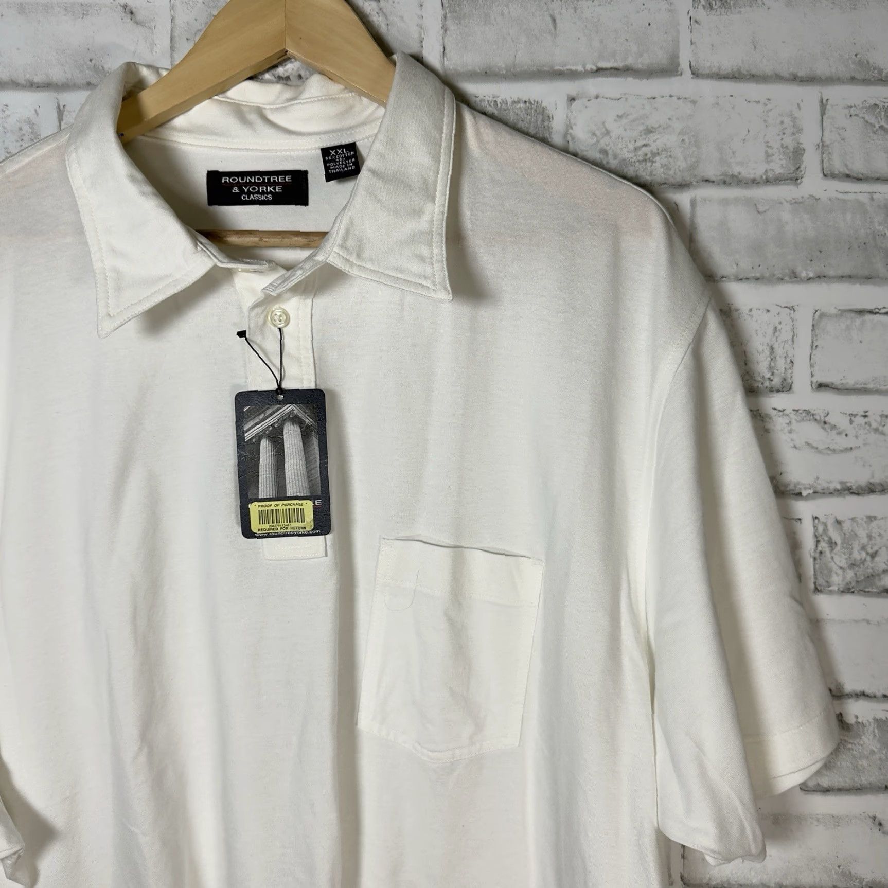 Roundtree & Yorke VINTAGE Roundtree & Yorke Mens Polo Shirt Athletic Fit White 2XL Men Size US XXL / EU 58 / 5 - 2 Thumbnail