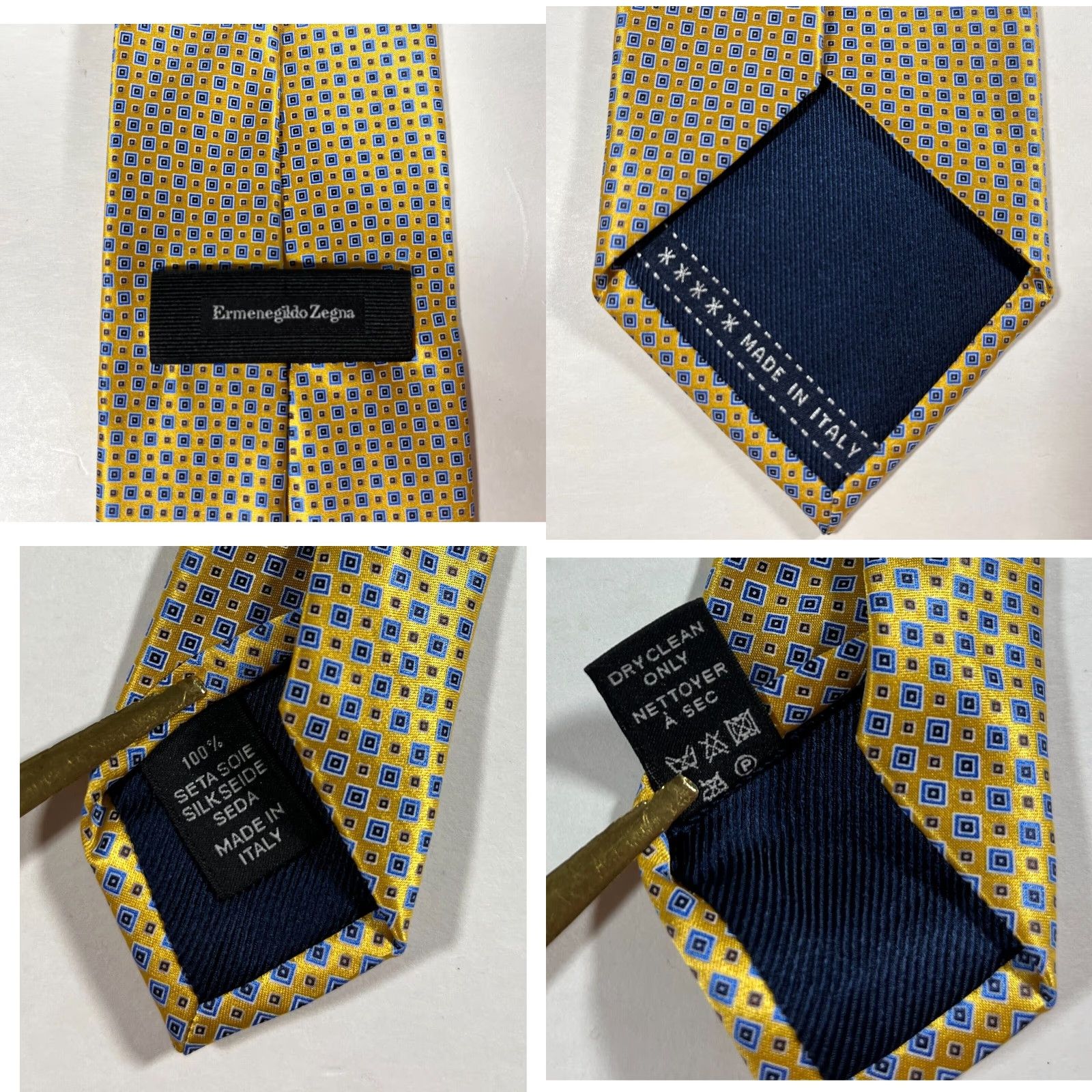 Ermenegildo Zegna Ermenegildo Zegna Tie Men's Geometric 100% Silk Yellow Gold Length 57-60" Width 3.5" Made in Italy Disegno Esclusivo No. 5004 Vintage-? (Wait) Size ONE SIZE - 8 Thumbnail