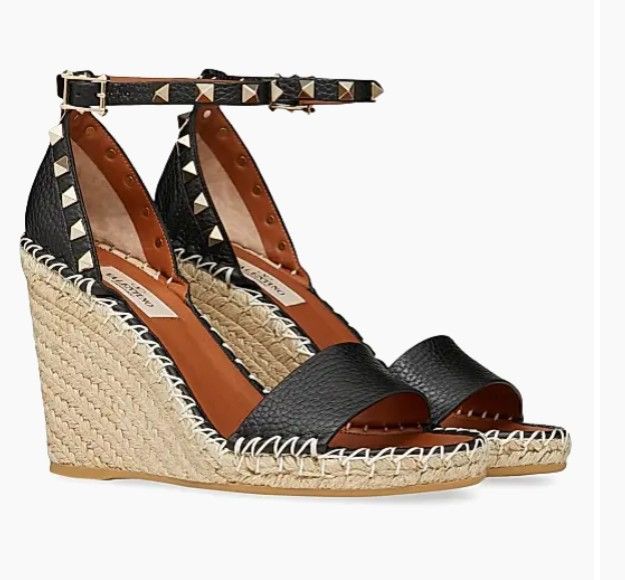 Valentino Valentino Garavani Rockstud Wedge Sandals Black Size US 6 / IT 36 - 1 Thumbnail