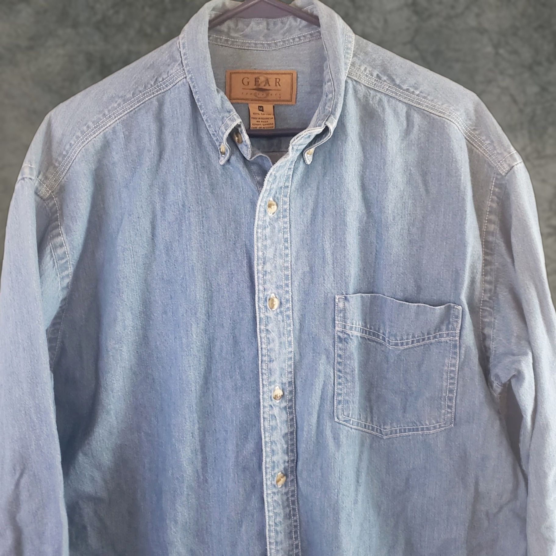Denime Gear for Sports Men's M Blue Denim Button-Down Long Sleeve Shirt Size US M / EU 48-50 / 2 - 1 Thumbnail