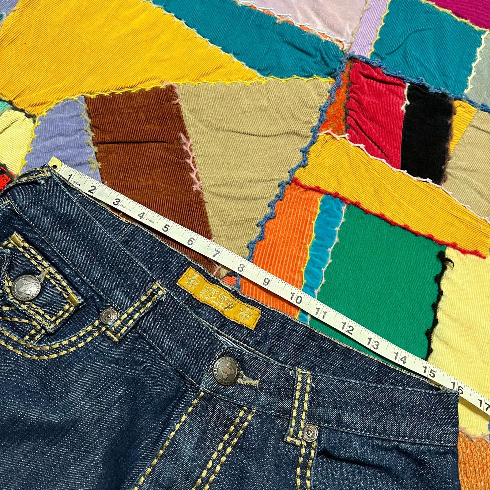 Other Zeep Y2K Baggy Skater Gold Stitched Loose Fit Jeans 32Wx30L Size US 32 / EU 48 - 6 Thumbnail