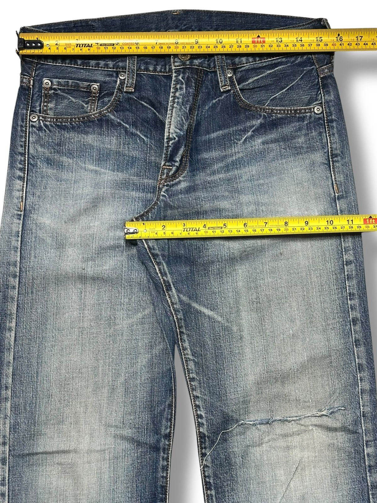 Japanese Brand Crack Evo Vintage Distressed Straight Cut With Striked Wash Size US 31 - 13 Thumbnail