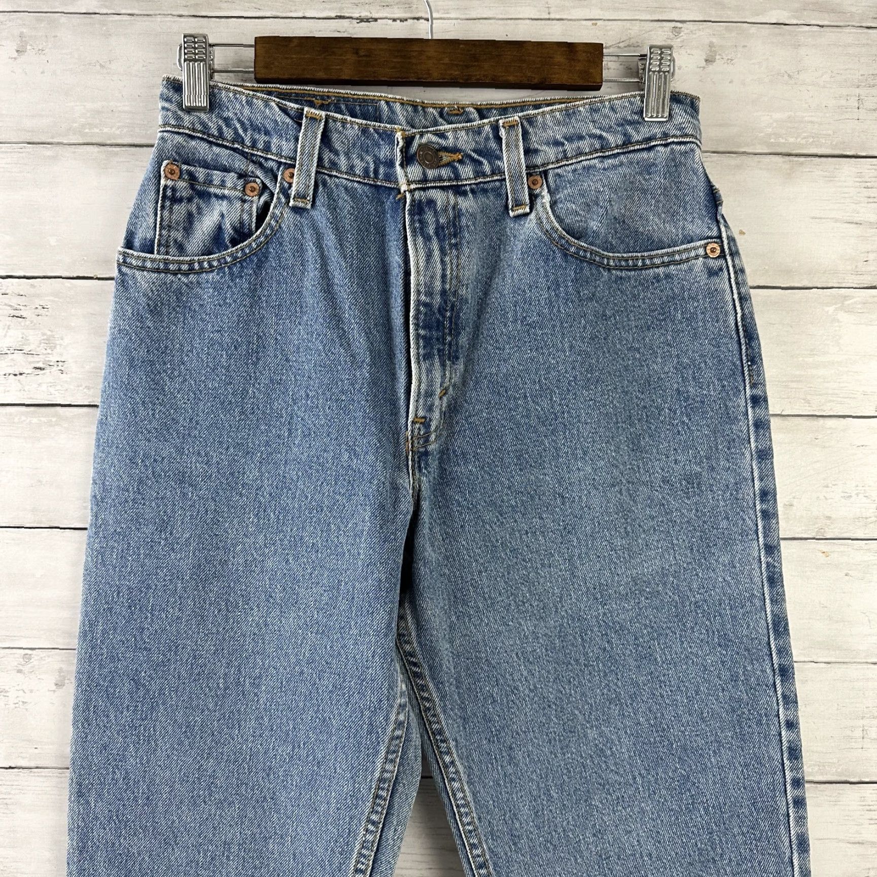 Levi's VINTAGE Levi's 550 Jeans - Denim Tapered - 28x32.5 - Blue - Womens Size 9 Jr Long - 90s Retro USA - Relaxed Fit Junior Regular Size 30" / US 8 / IT 44 - 7 Thumbnail