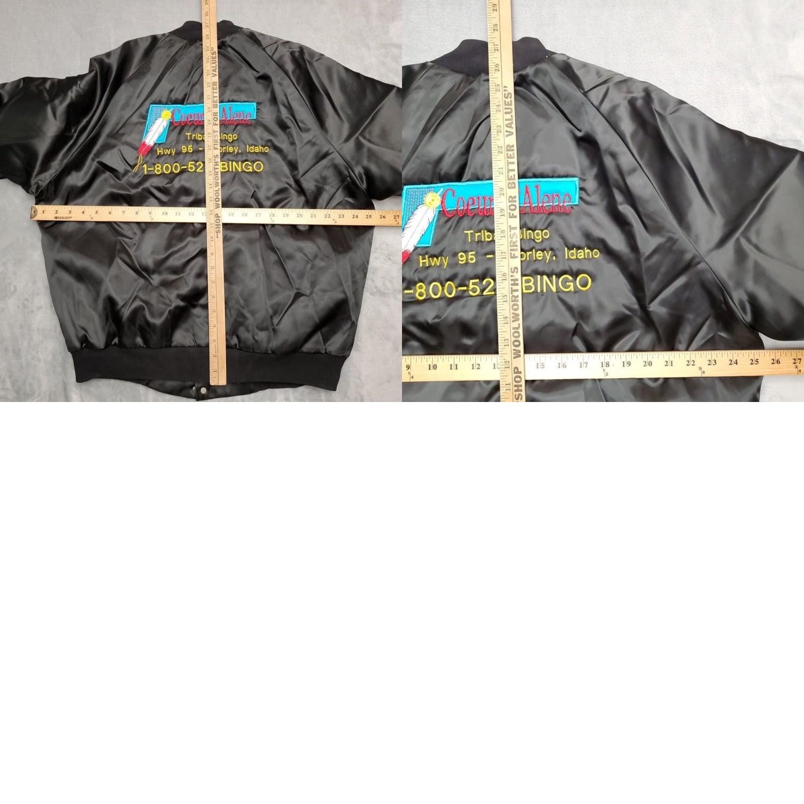 Vintage VINTAGE WestArk Jacket Mens Large Black Bomber Nylon USA 90s Embroidered Tribal Bingo Coeur D'Alene Pocketed Snap Hem Womens/Mens Size US L / EU 52-54 / 3 - 9 Thumbnail