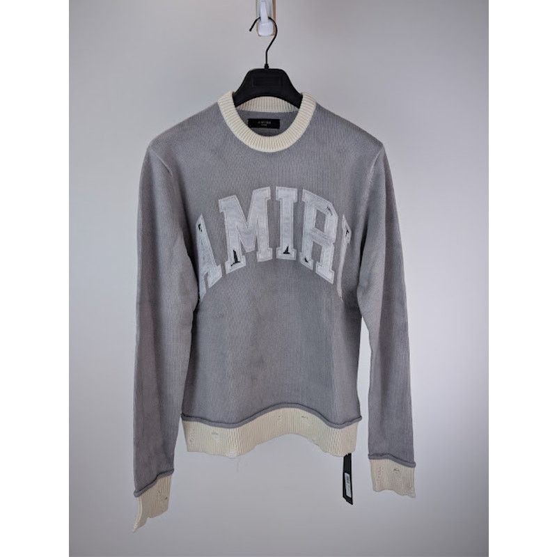 Amiri o1rshd1 Vintage Cashmere Crew Sweater in Grey Size US M / EU 48-50 / 2 - 1 Thumbnail
