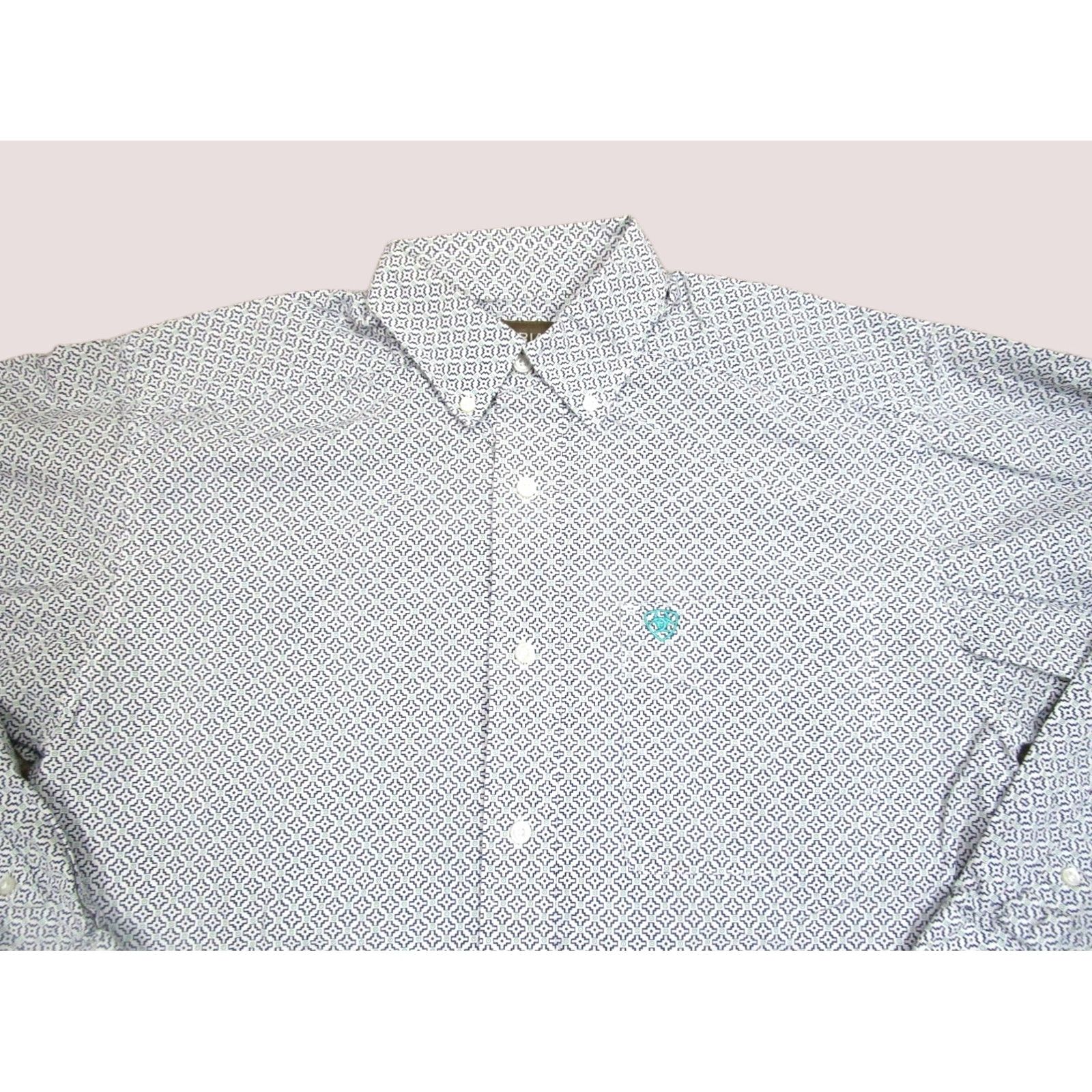 Ariat Ariat Shirt Men Medium White Geometric Western Long Sleeve Button-Up Cowboy Rodeo Size US M / EU 48-50 / 2 - 1 Thumbnail