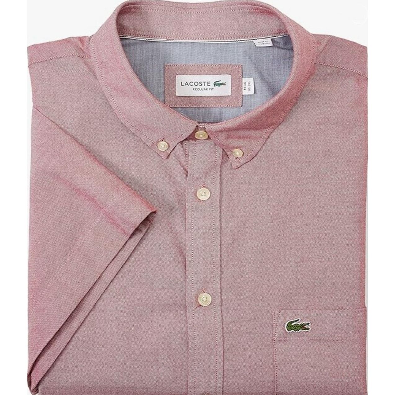Lacoste Lacoste Men's Short Sleeve Oxford Solid Shirt Regular Fit S Size US S / EU 44-46 / 1 - 1 Thumbnail