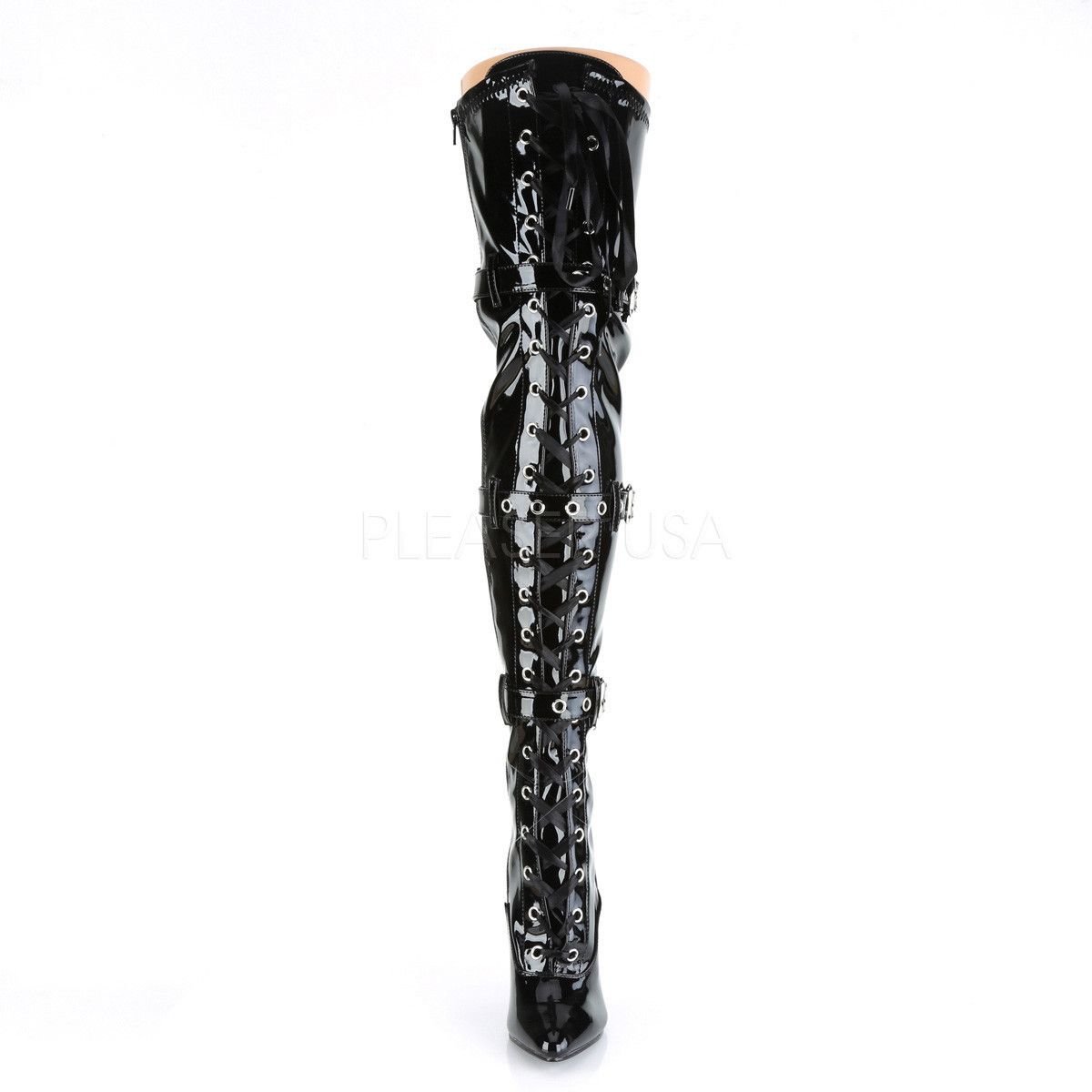 Other Seduce 3028 Buckle Lace Up Thigh High Single Sole Boots 5" S Size US 9 / IT 39 - 2 Thumbnail