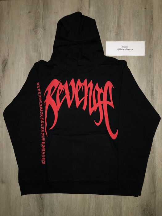 Revenge Revenge Archive Hoodie Red and Black Grailed