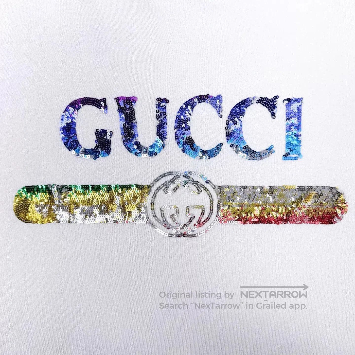 Gucci White Sequined Logo Print Hoodie. Size US XXS / EU 40 - 4 Thumbnail