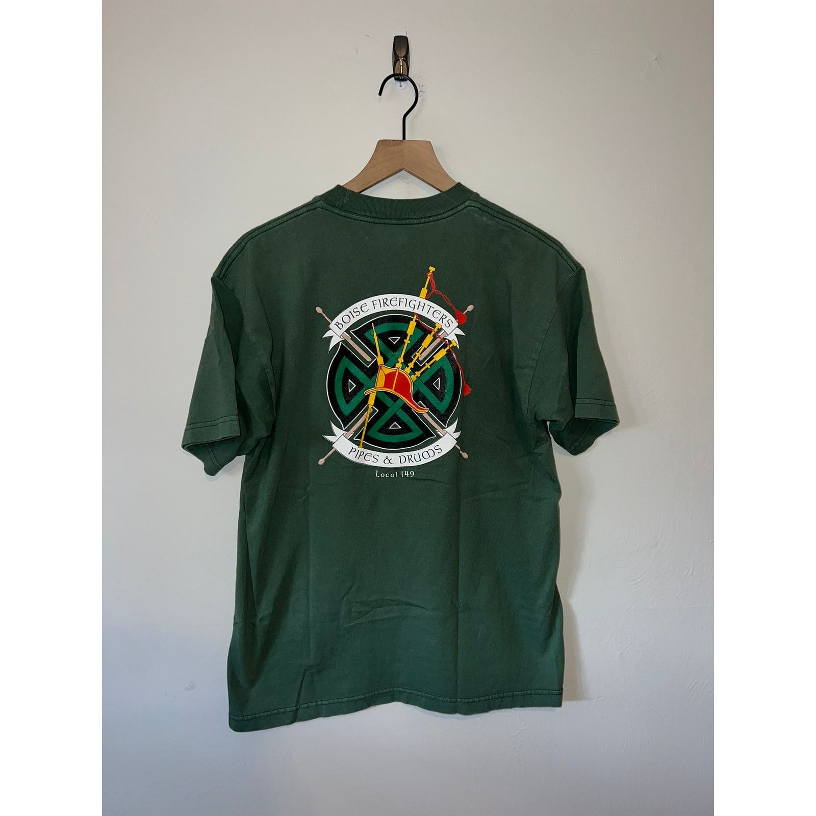 Vintage Boise Firefighters Pipes & Drums Green Fire Fighter Shirt L Size US L / EU 52-54 / 3 - 1 Thumbnail