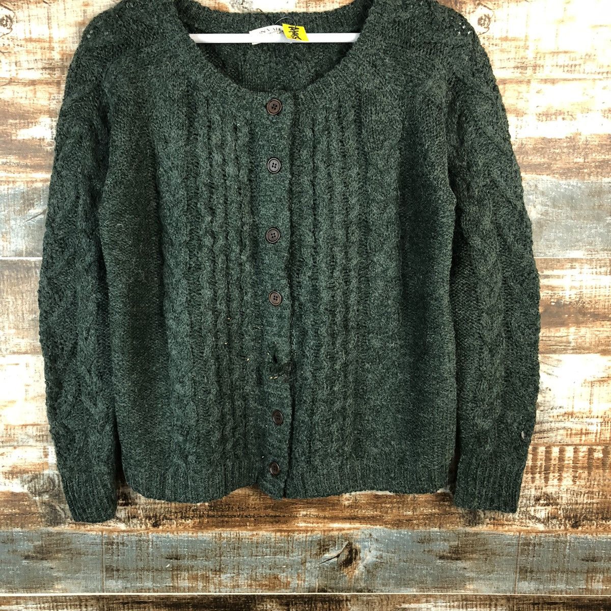 Homespun Knitwear × Japanese Brand Sun Valley Green mohair Patterned Cardigans Knitwear #A1955 Size M / US 6-8 / IT 42-44 - 3 Thumbnail