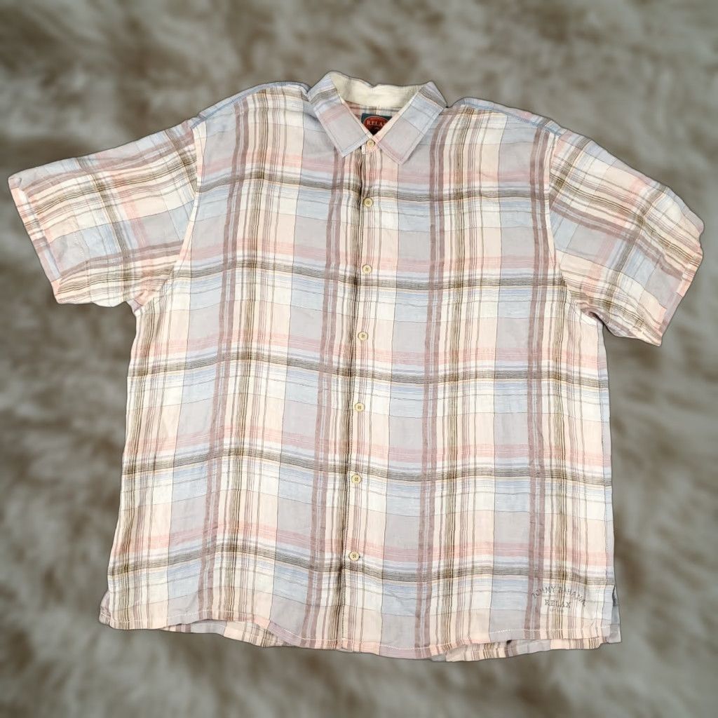 Tommy Bahama Tommy Bahama Shirt Mens 2XL Blue Plaid Linen Hawaiian Button Up Short Sleeve Shirt Size US XXL / EU 58 / 5 - 1 Thumbnail