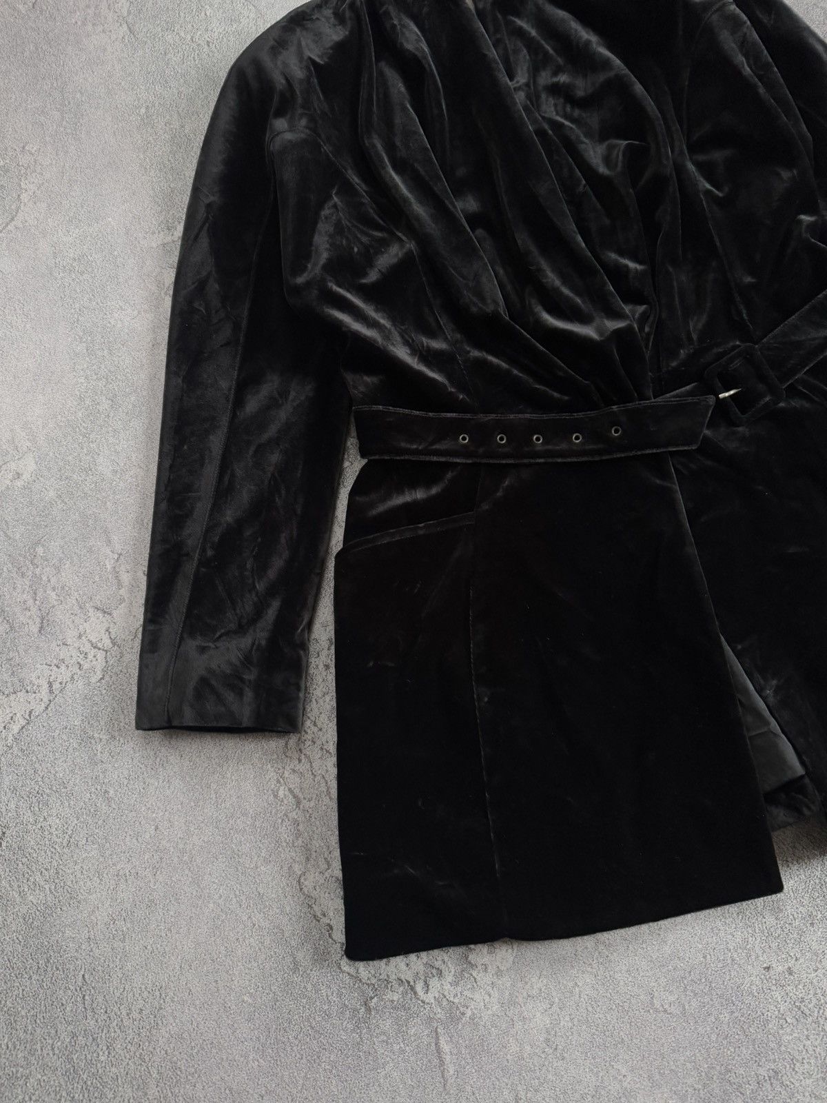 Mugler × Thierry Mugler MUGLER M/L velour velvet jacket blazer + belt vintage coat Size M / US 6-8 / IT 42-44 - 7 Thumbnail