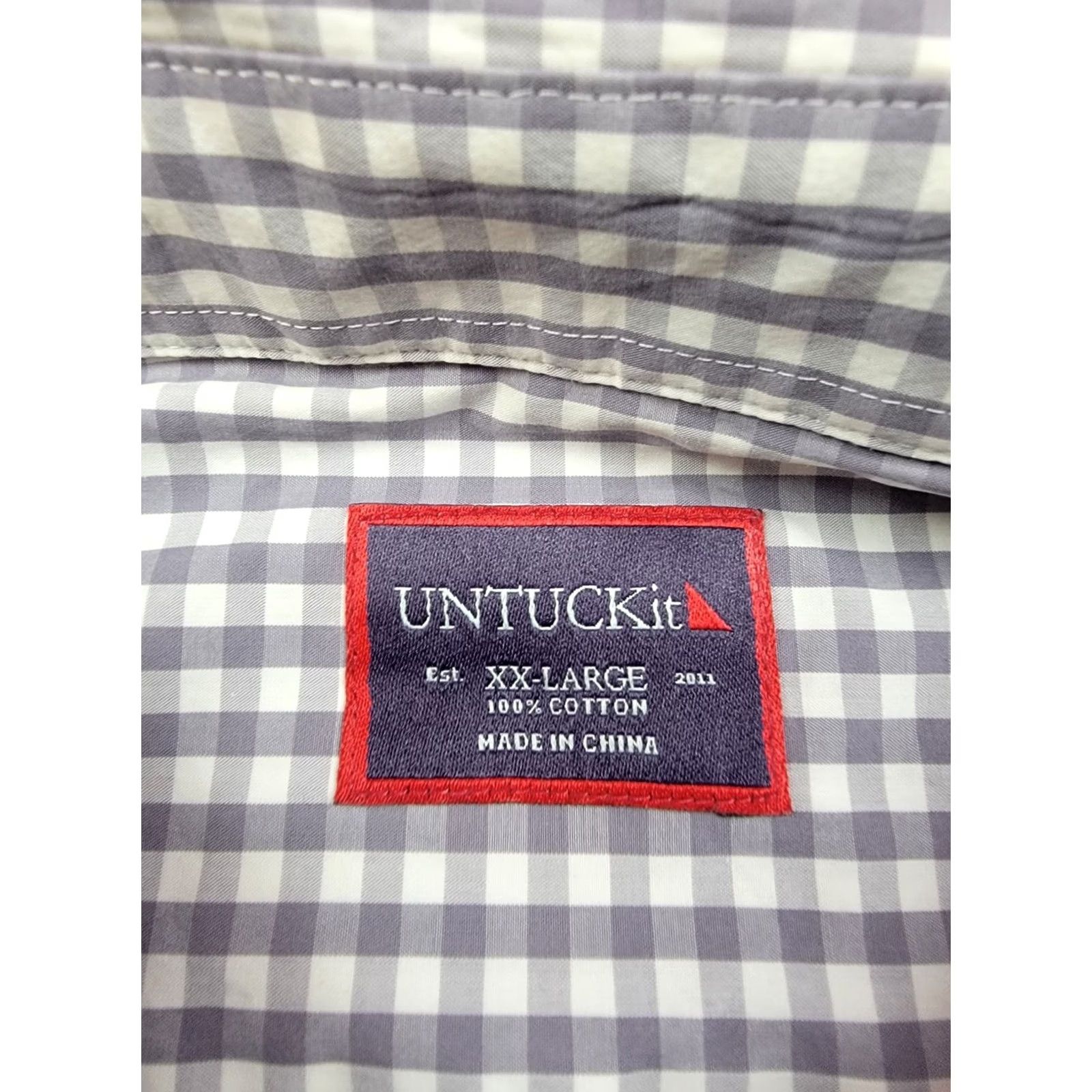 UNTUCKit UNTUCKit Shirt Mens 2XL Purple White Gingham Long Sleeve Button Down 100% Cotton Size US XXL / EU 58 / 5 - 2 Thumbnail