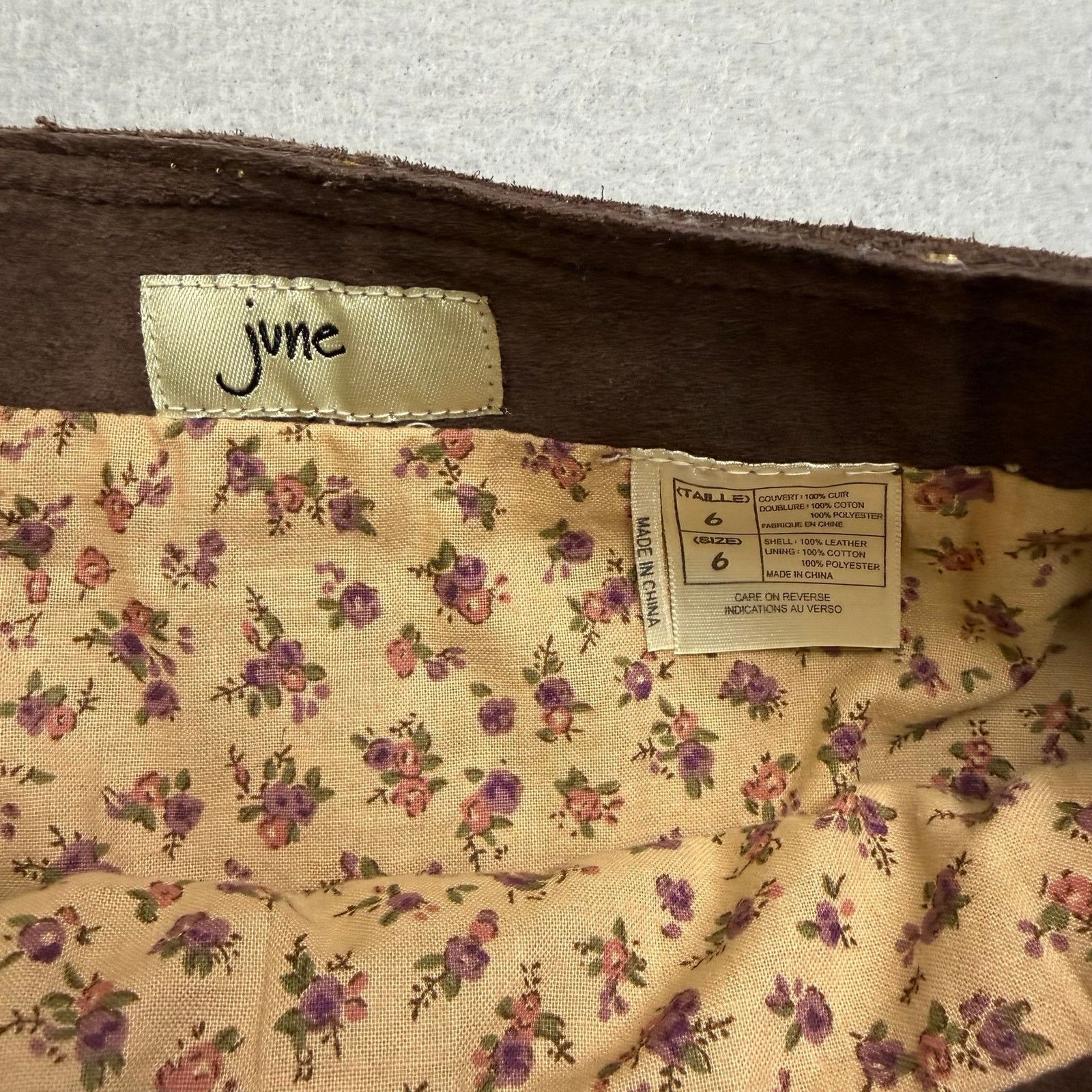 Sixth June Paris Y2K June Brown Suede Leather Midi Skirt Women’s Size 6 Lace Size 28" / US 6 / IT 42 - 3 Thumbnail
