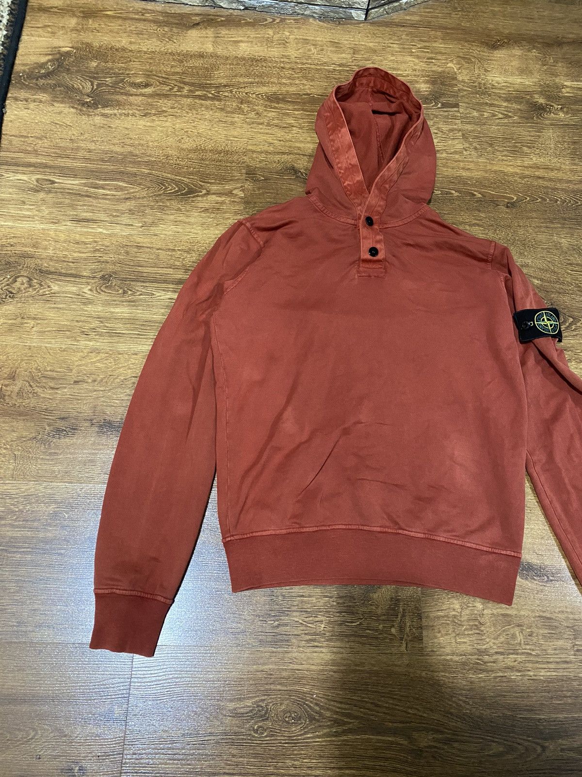Massimo Osti Stone Island luxury rare vintage 2000 orange Hoodie Button Size US M / EU 48-50 / 2 - 3 Thumbnail