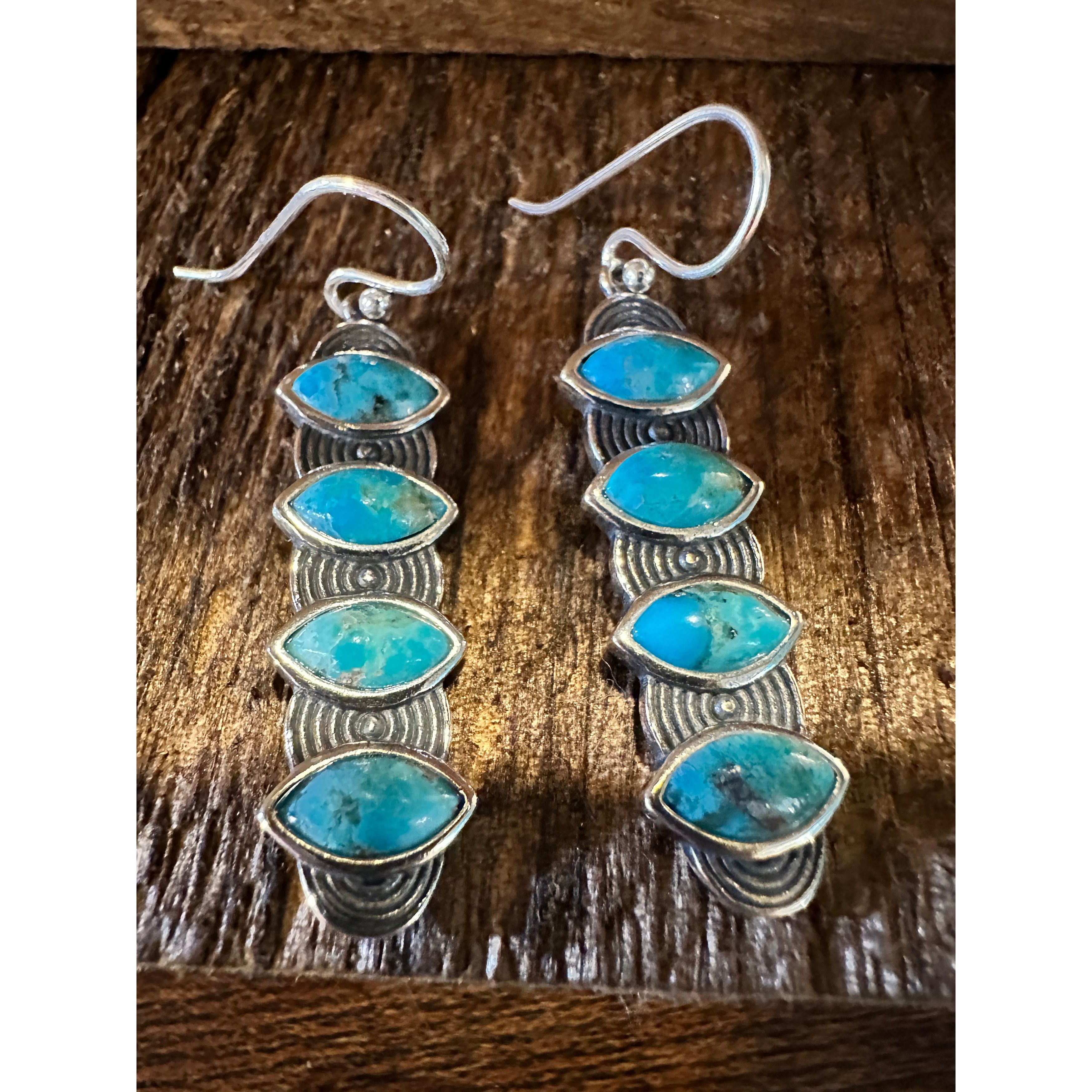 Other Navajo Valeria Turquoise Dangle Earrings in Sterling Silver, Size ONE SIZE - 5 Thumbnail