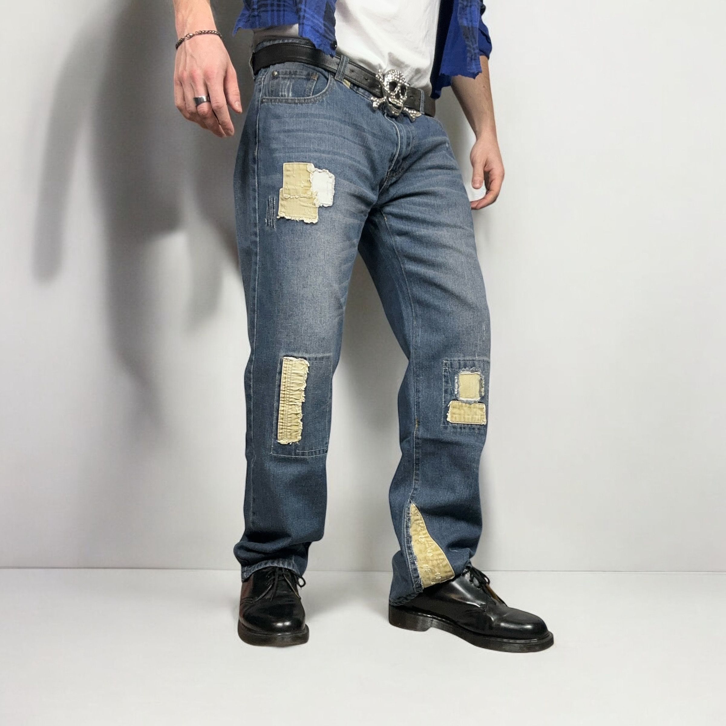 Japanese Brand × Vintage Vintage y2k Baggy Reworked Denim Pants Jeans Washed Size US 36 / EU 52 - 2 Thumbnail