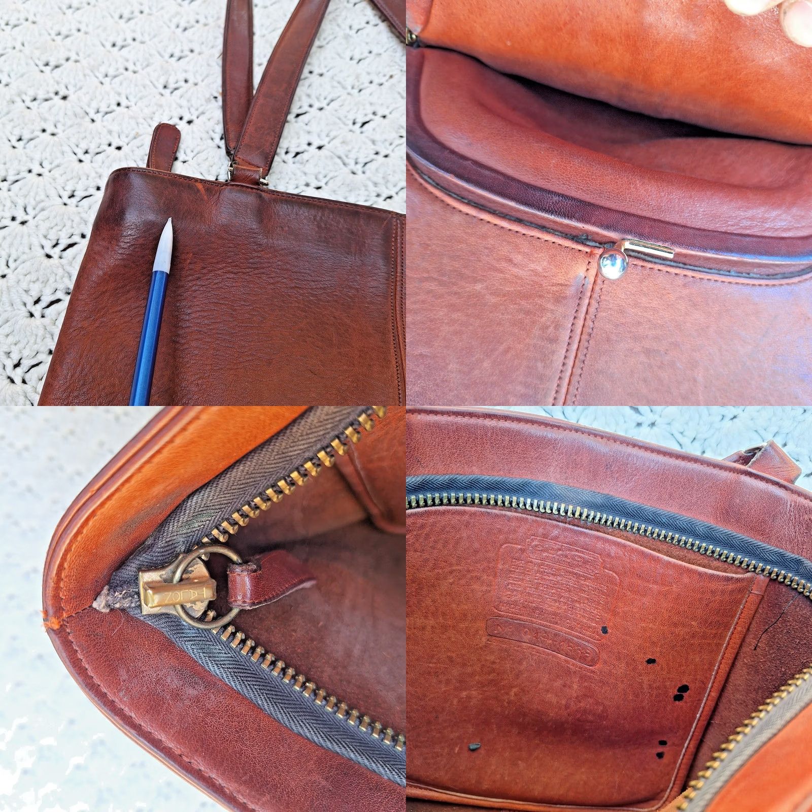 Coach VINTAGE Coach Bonnie Cashin Leather Tote Bag Purse Medium Kisslock Pocket 60s 70s Shoulder Womens Size ONE SIZE - 10 Thumbnail