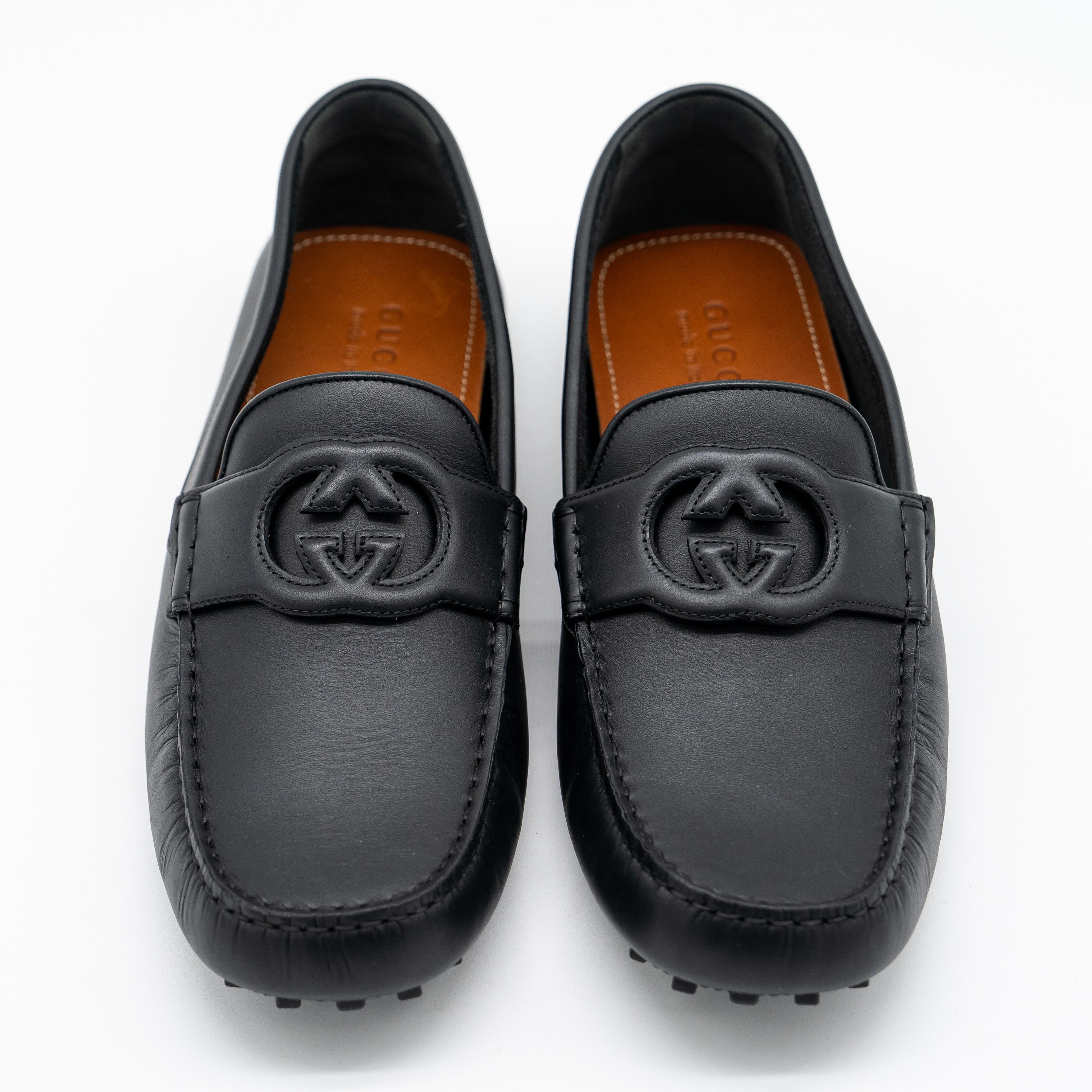 Gucci 13.5 US Gucci GG Leather Moccasin Driver Black Loafers Size US 13 / EU 46 - 3 Thumbnail