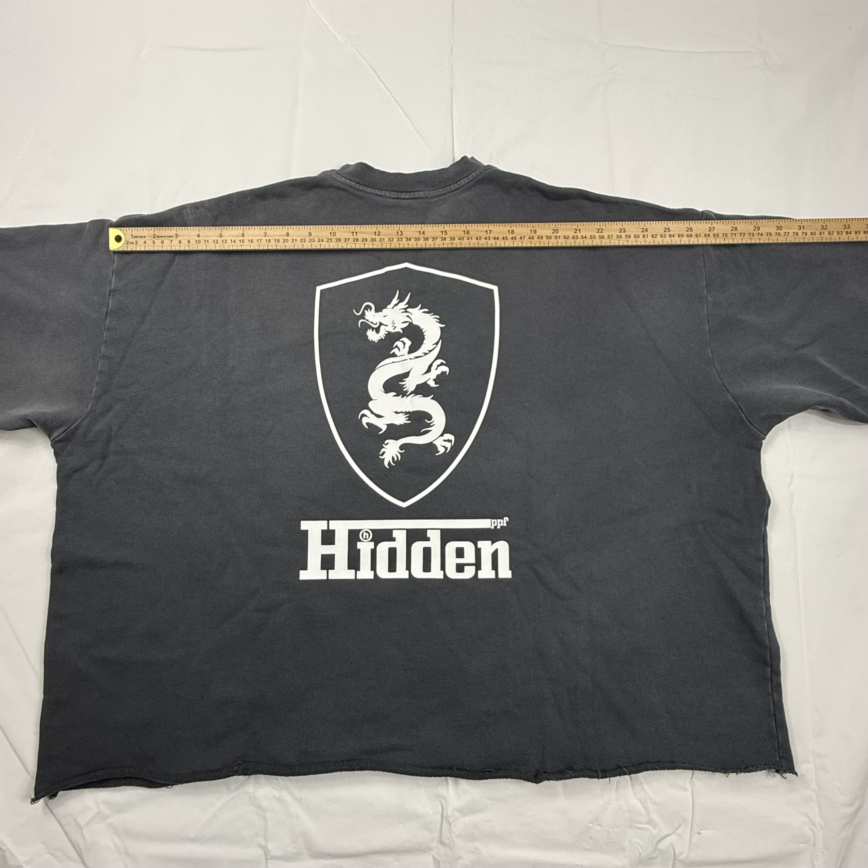 HIDDEN Hidden NY Dragon Shield Logo Faded Black Cropped Raw Hem Size US XXL / EU 58 / 5 - 8 Thumbnail