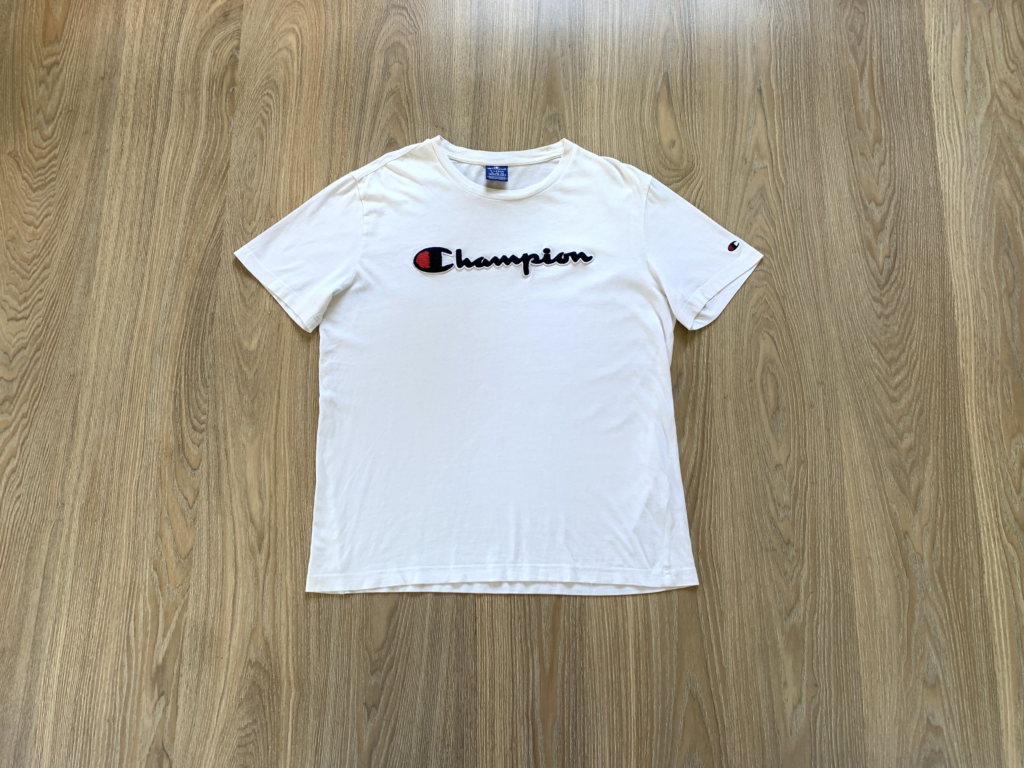 Champion × Vintage Champion White Vintage Logo Cotton T-Shirt Size US XL / EU 56 / 4 - 1 Thumbnail