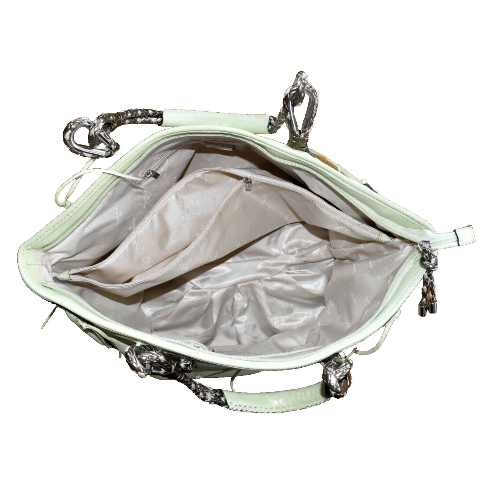 Other NWOT CROMIA Green Braided Bronze Handles Large Hobo Tote Bag Size ONE SIZE - 7 Thumbnail