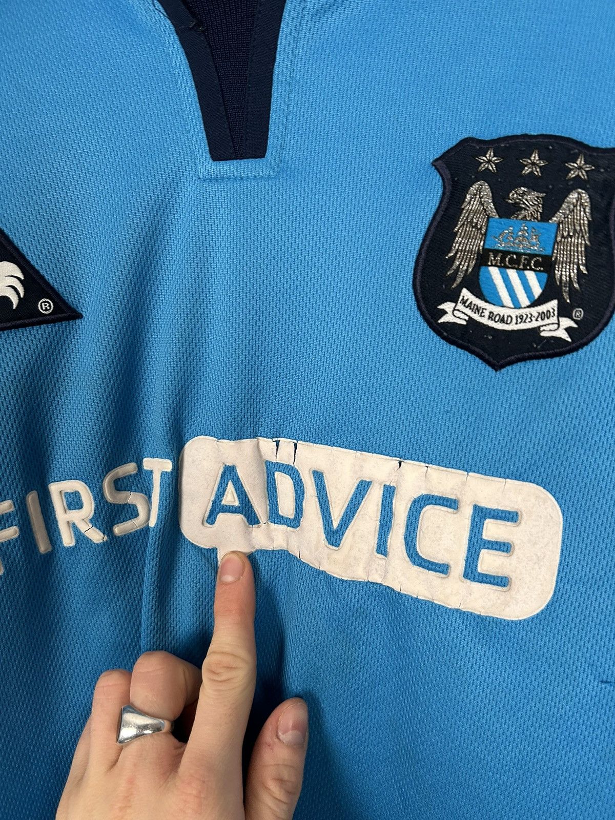 Le Coq Sportif Vintage Manchester City Soccer Jersey Football Retro 90s Size US L / EU 52-54 / 3 - 4 Thumbnail