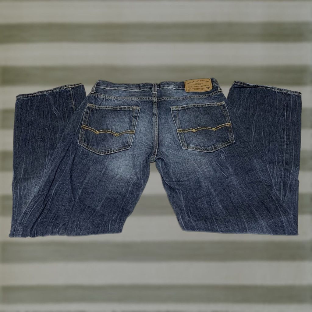 American Eagle Outfitters VINTAGE American Eagle Original Straight Jeans Mens 30x29 Blue Denim Cotton Fade Lines Whiskers Size US 30 / EU 46 - 1 Thumbnail