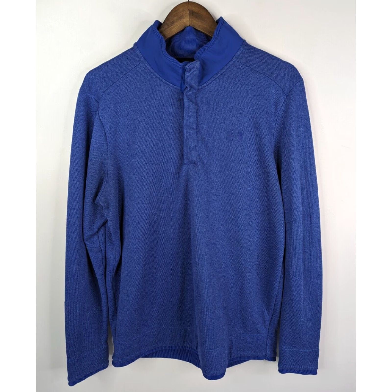 Under Armour Under Armour Mens Large Golf Pullover Sweater 1/4 Button Front Long Sleeve Blue Embroidered Logo Knit Polo Casual Outdoor Vintage: No Size US L / EU 52-54 / 3 - 2 Thumbnail