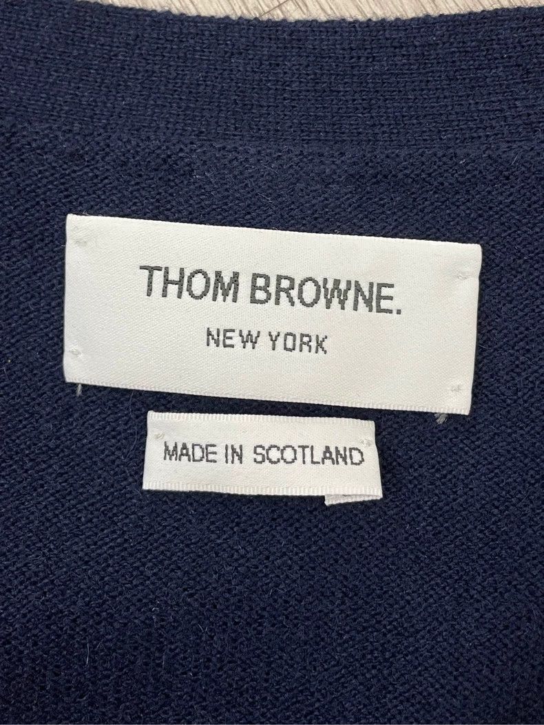 Thom Browne Thom browne Dark blue four-striped cashmere cardigan 2504-N Size XS / US 0-2 / IT 36-38 - 5 Thumbnail