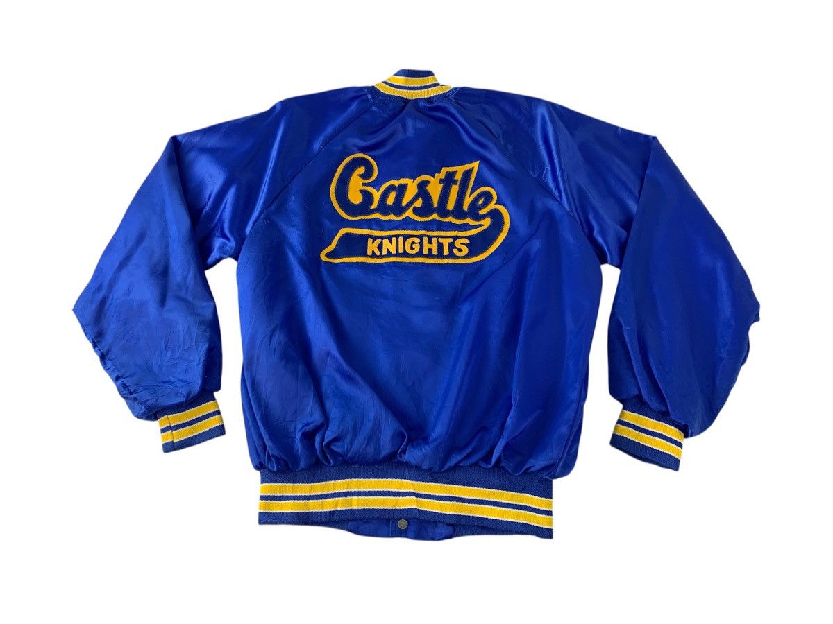 Other 90s Castle Knight Blue Satin Bomber Varsity Jacke Size US M / EU 48-50 / 2 - 2 Thumbnail