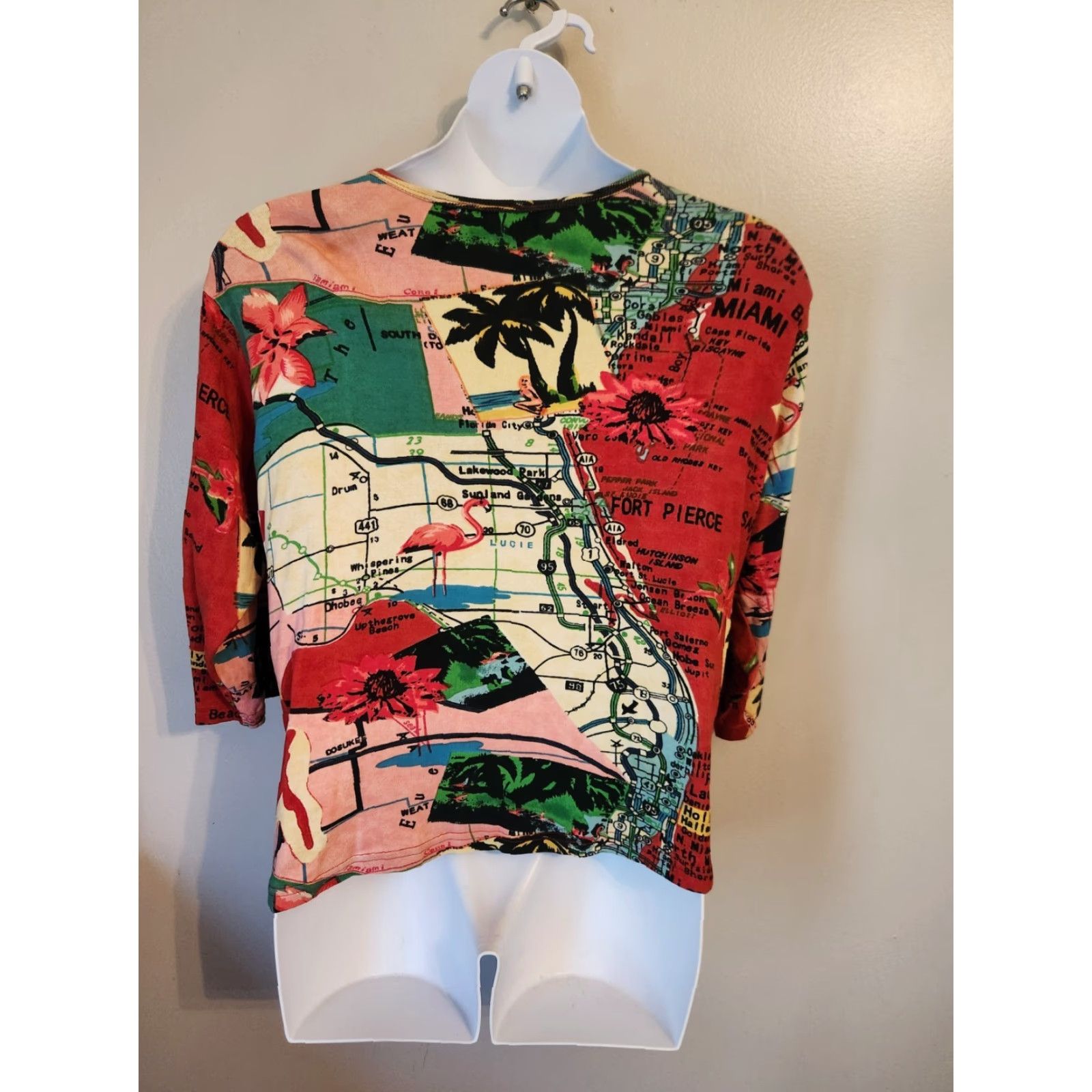 Vintage Artscapes Beaded Florida Miami Travel Map Artsy Top Shirt 2X Plus Size XXL / US 16-18 / IT 52-54 - 5 Thumbnail