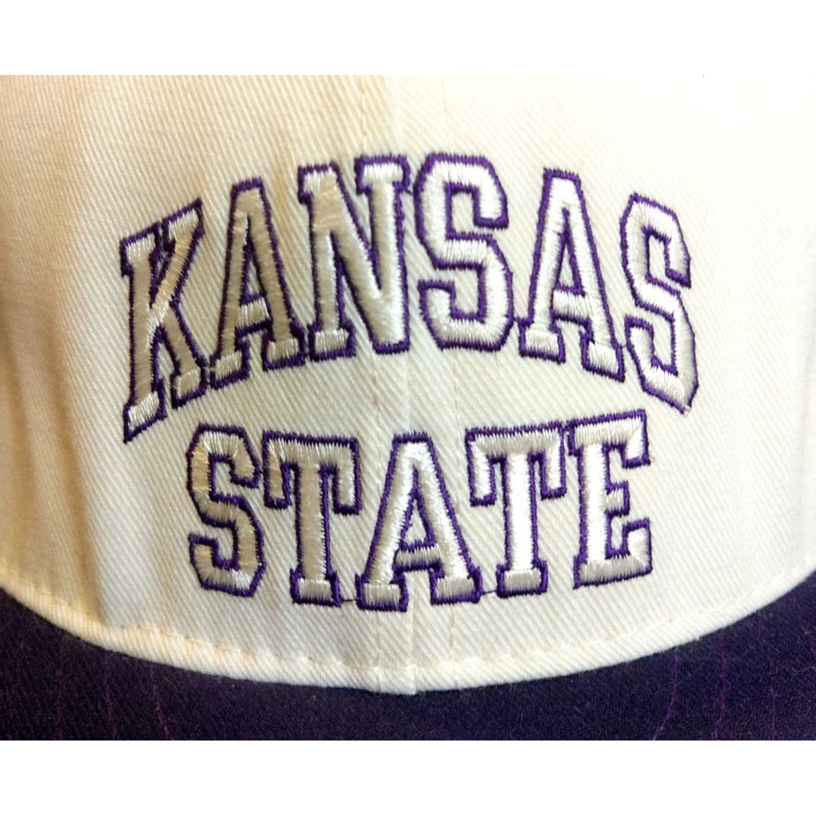 Vintage VINTAGE Kansas State Wildcats Baseball Cap Pro Line Adults 7 3/8 White USA Made Cotton Canvas Adjustable Mens Hats Cap Size ONE SIZE - 3 Thumbnail