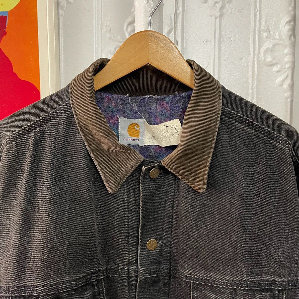 Carhartt 1990s Carhartt black denim jacket, purple blanket lined Size US L / EU 52-54 / 3 - 3 Thumbnail