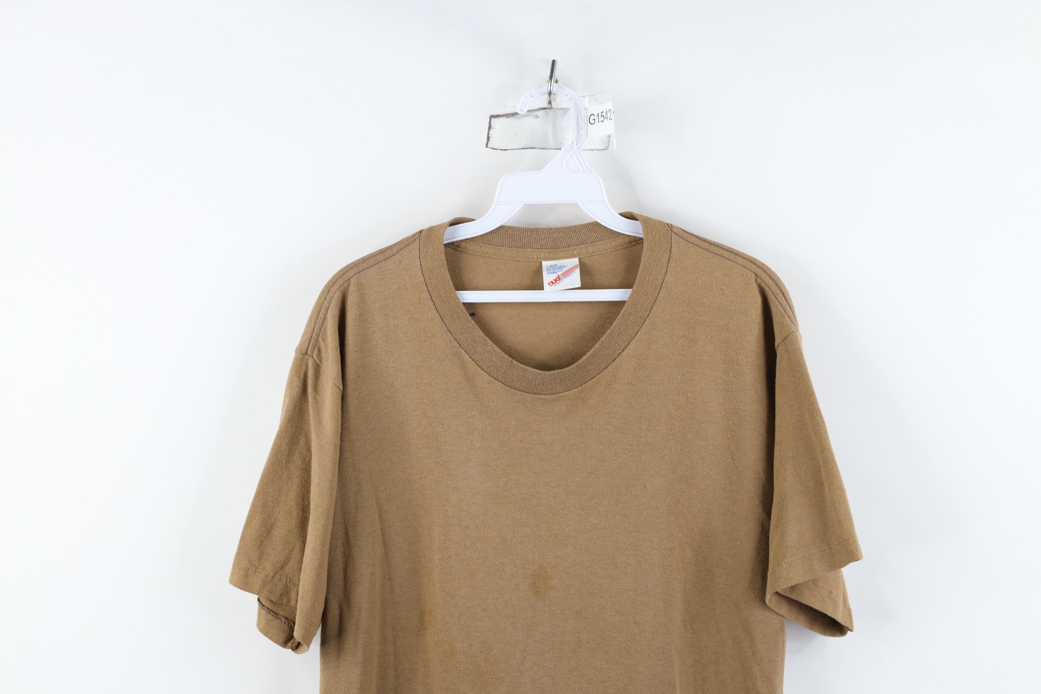Vintage Vintage 70s Streetwear Blank Short Sleeve T-Shirt Brown USA Size US L / EU 52-54 / 3 - 2 Thumbnail