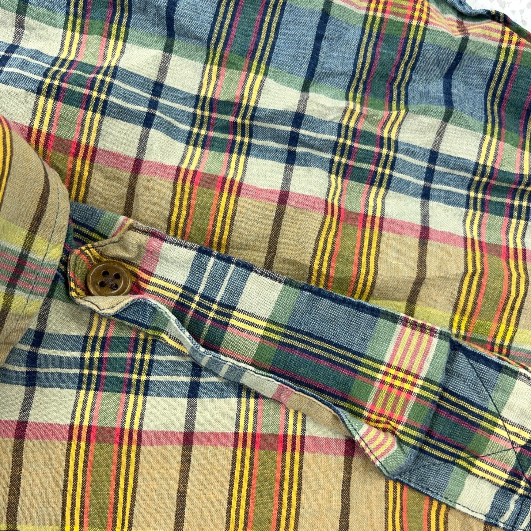 Polo Ralph Lauren Polo Ralph Lauren Shirt Men Large Green Blue Madras Plaid Button Up Epaulettes Button-Up Collar Down Sleeve Short Plaid Size US L / EU 52-54 / 3 - 4 Thumbnail